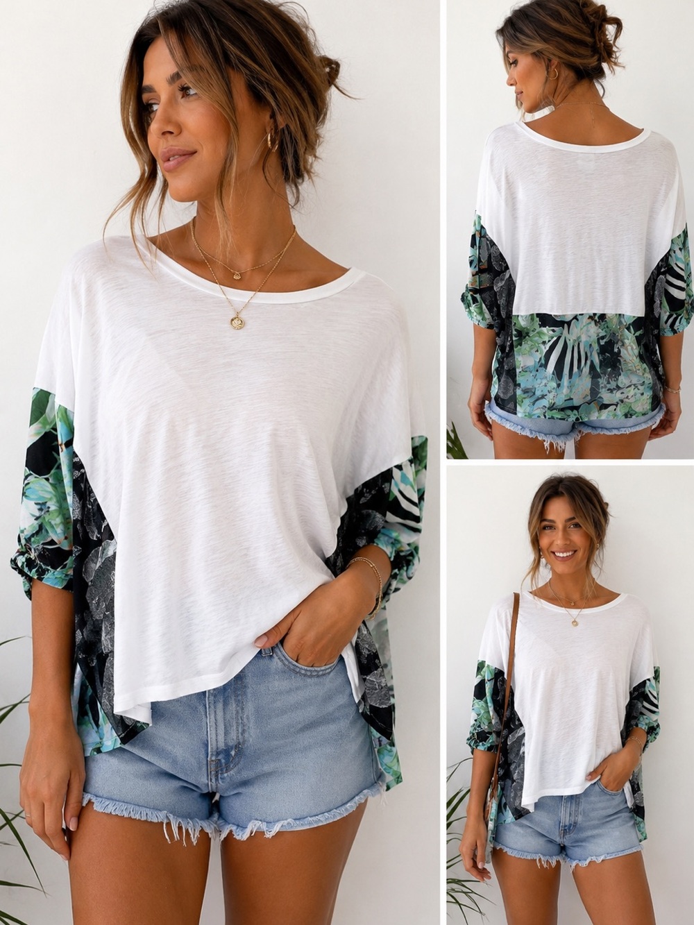 Jurassic World Oversized Top‎ Womens Small White Excellent Jungle Print Tee